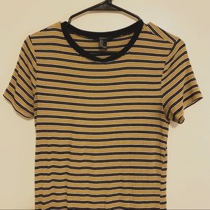 Forever 21 yellow black and white striped t-shirt
